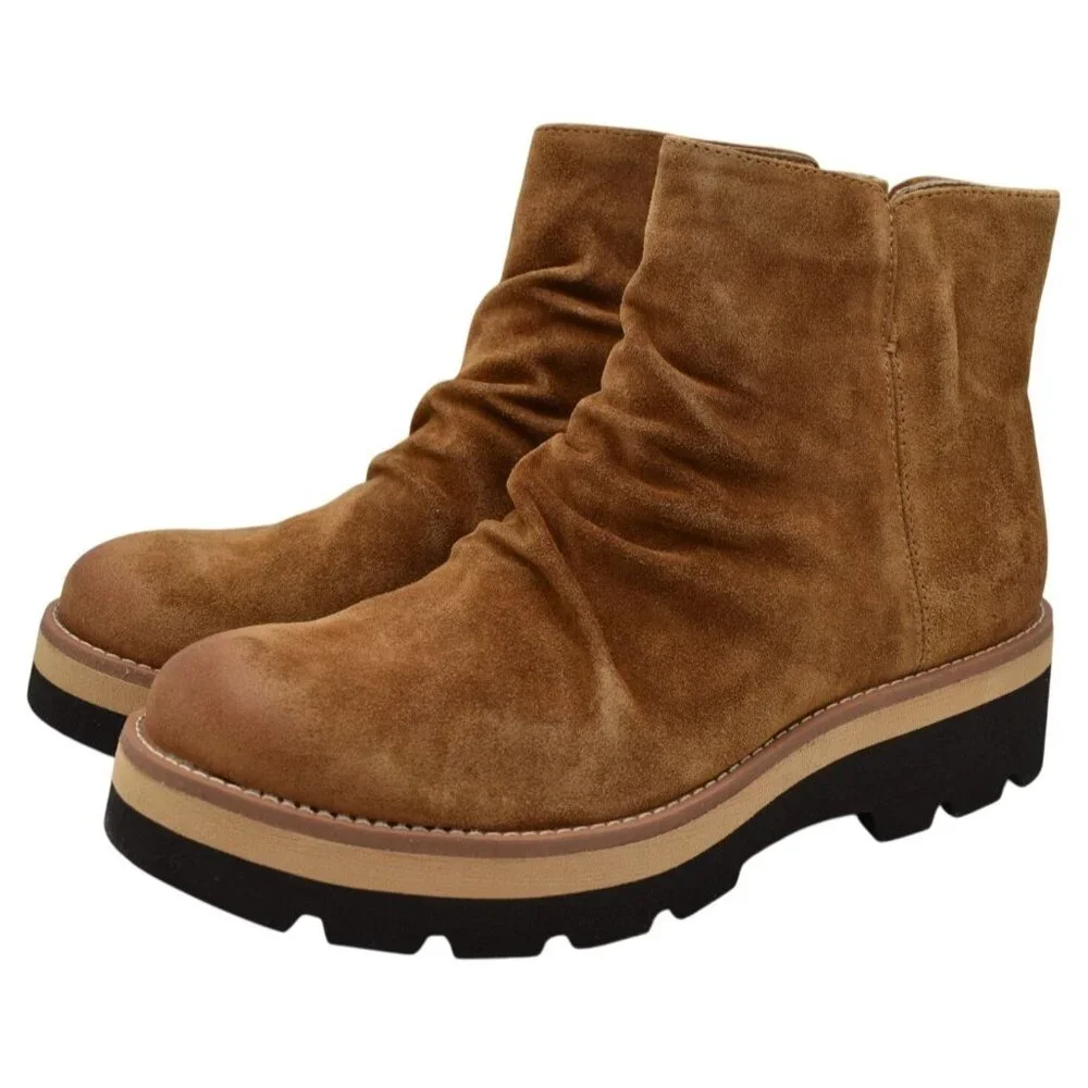 Sofft Womens Size 8 Pecola Brandy Suede Ruched Waterproof‎ Booties Boots Shoes